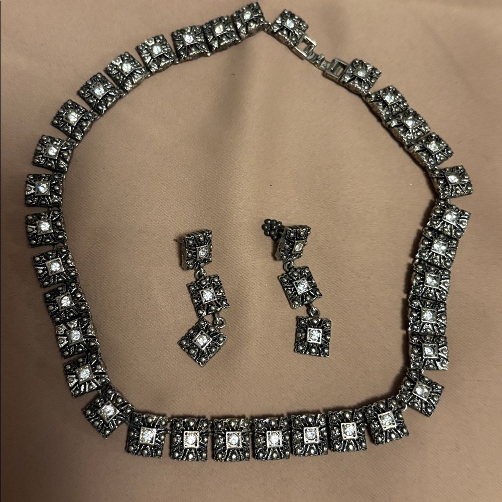 Silver and Black Jewelry Set